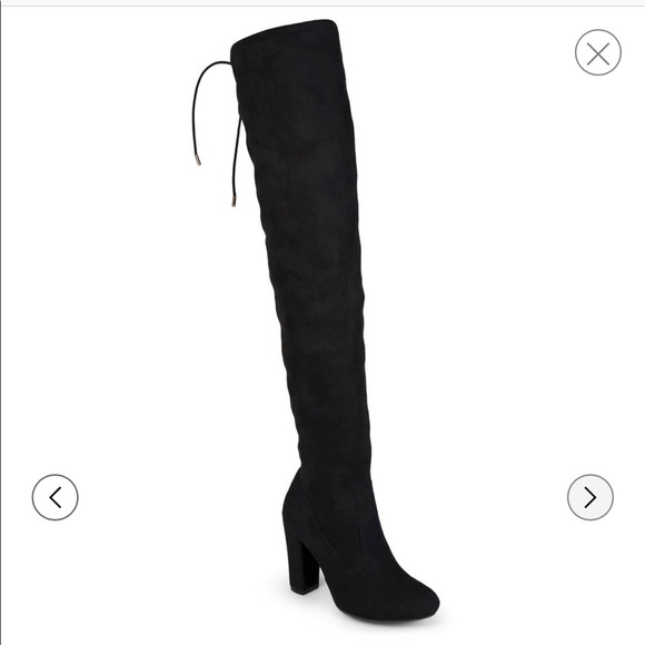 Rogue Shoes - Black Tie-Back OTK Wide Calf Boots - Size 9 BNWT